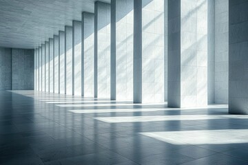 Obraz premium Architectural Interior with Concrete Columns and Sunlight