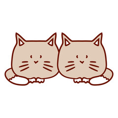 Cat Design Two Best Friends Couple Romantic Crew Team Funny Cool Cartoon Cute Cats Lovers Cartoon Comic Fun Love Sweet Kittens Adorable Feline Like Playful Kitties Fur Baby Illustration Paw Pet Owners