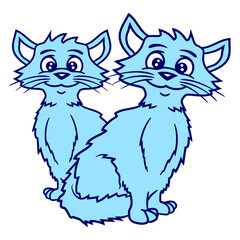 Cat Design Two Best Friends Couple Romantic Crew Team Funny Cool Cartoon Cute Cats Lovers Cartoon Comic Fun Love Sweet Kittens Adorable Feline Like Playful Kitties Fur Baby Illustration Paw Pet Owners