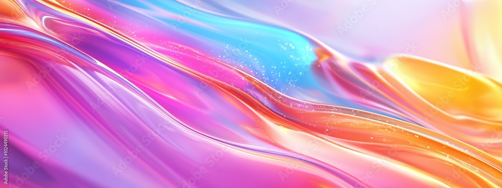 Poster colorful abstract waves of light create a mesmerizing visual display representing energy and movemen