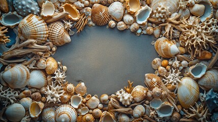 Obraz premium Seashells and Coral Arrangement
