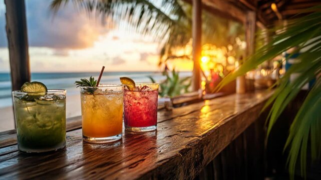 Tropical Cocktails at Sunset