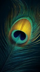 Obraz premium Close-up of a Peacock Feather with Vibrant Colors and Intricate Patterns.