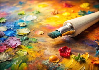 Obraz premium A lively color palette presented within a single paint tube, ideal for artistic endeavors. Offers ample copy space for creative projects and design inspiration.