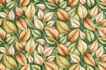 Macro seamless floral pattern with leaves