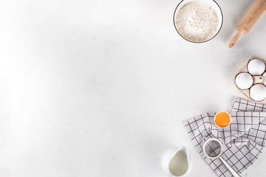 Empty space baking background with ingredients