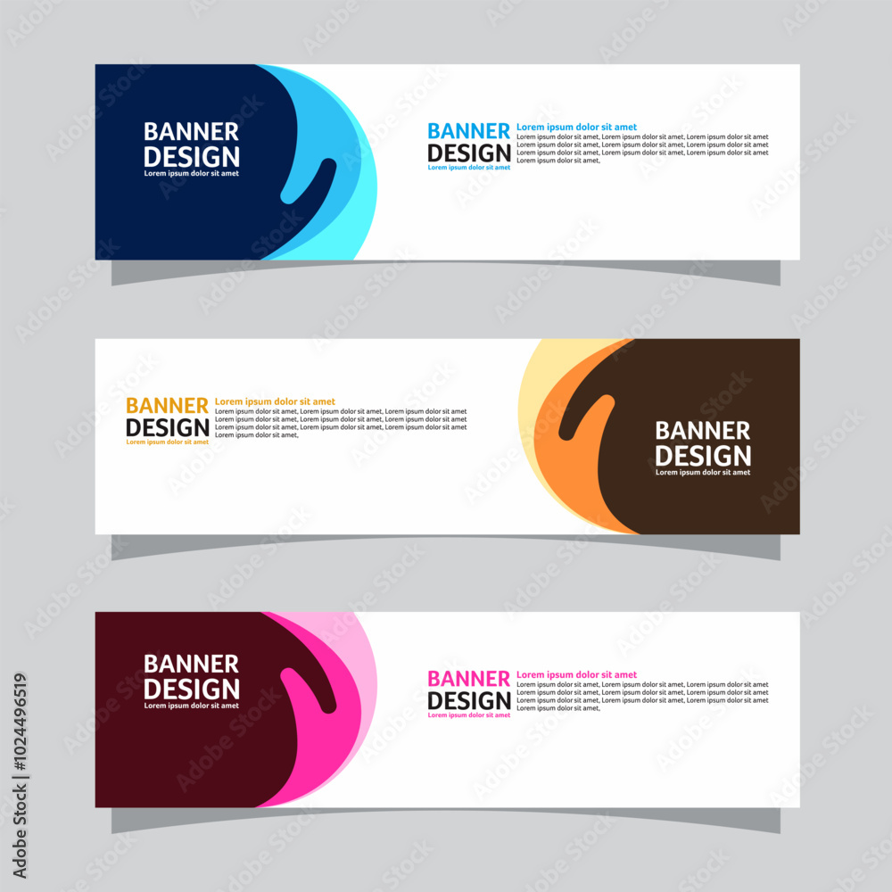 Wall mural vector set of landscape banner background design concept. colorful background business layout templa
