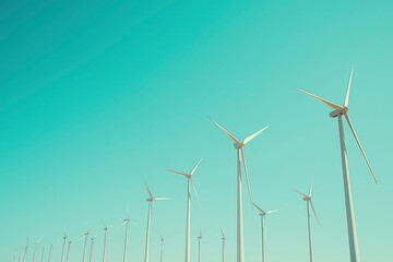 Wind Turbines Standing Tall Against a Turquoise Sky