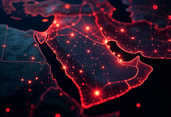 World map interconnected with glowing nodes and lines overlaid with graphs