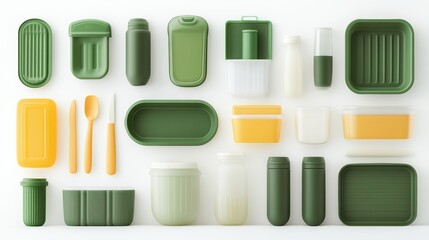 serene display of green and white storage containers, practical solutions for an organized home