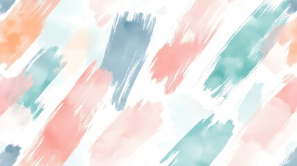 Seamless pattern of abstract brushstrokes in pink, blue and green.