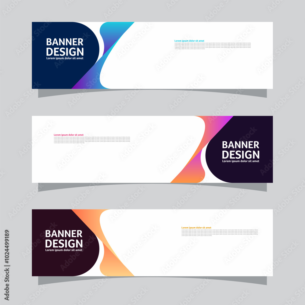 Wall mural vector set of landscape banner background design concept. colorful background business layout templa