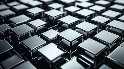 Fototapeta premium A repeating pattern of shiny metal cubes.