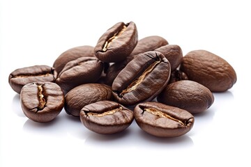 Naklejka premium Coffee beans isolated on white background with clipping path