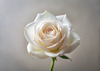 Elegant minimalist photography featuring a solitary white rose bathed in soft natural light, perfect for enhancing home decor with a touch of serenity and simplicity.