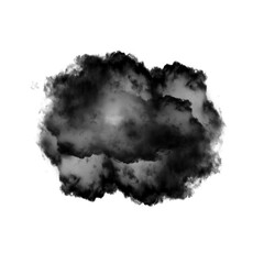 Black smoky cloud shape over white background