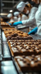 Professional bakers preparing delicious pastries in a modern bakery.