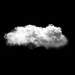 White single cloud shape over black background, fluffy single cloud