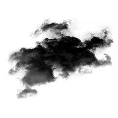 Black cloud of smoke shape over white background