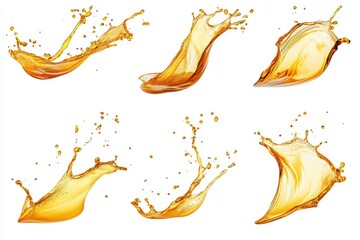 Fototapeta premium Set of 6 Oil splash in mid air isolated on white background