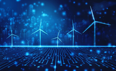 Electricity power from wind turbine, Green renewable energy generate from alternative electric source, concept technology alternative clean energy,business and industry electricity