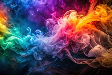 Fototapeta premium Stunning portraits of smoke artistry showcasing a vibrant interplay of colors and textures, revealing the ethereal beauty and intricate patterns crafted by ephemeral wisps.
