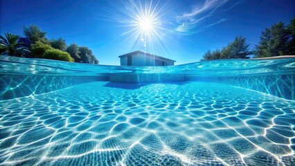 Underwater shot of a chlorine dispenser in a pool, showcasing a distinct angle on essential pool maintenance and the importance of chemical balance.