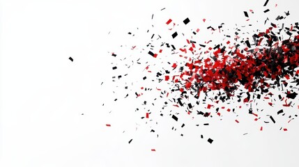 Fototapeta premium Explosion of Red and Black Confetti on a White Background