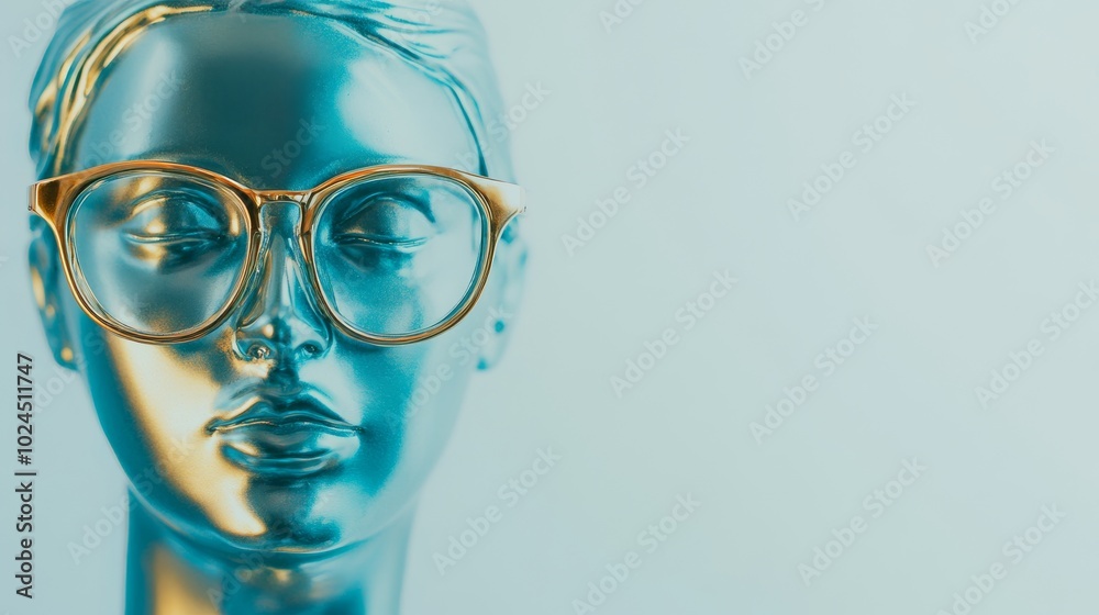 Canvas Prints Sculpture of a person wearing glasses, suitable for illustration or design related to education, learning, or intellectual pursuits.