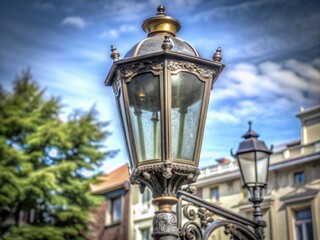 Vintage street lamppost, elegantly isolated against a white background, perfect for enhancing classic urban decor with a timeless touch and nostalgic charm. Ideal centerpiece moment.