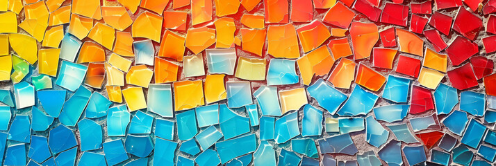 Fototapeta premium Colorful mosaic pattern, traditional Mediterranean architecture, textured background.