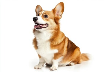 Welsh corgi breed dog sitting on a white background
