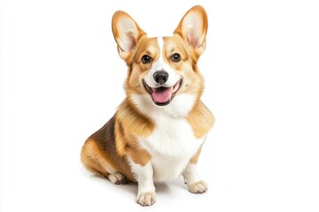 Welsh corgi breed dog sitting on a white background