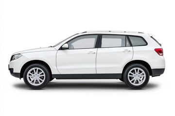 Fototapeta premium white SUV car isolated on white background with clipping path. side view