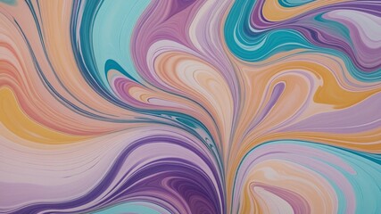 Fototapeta premium Vibrant Swirling Abstract with Lavender, Cyan, MistyRose, and Gold