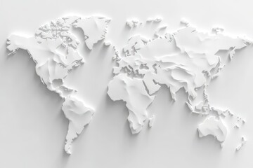 3D White World Map.