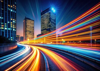 Fototapeta premium Corporate Lines on Black Background - Long Exposure Effect for Modern Business Themes