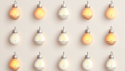 Set of decorative light bulbs on a neutral background.