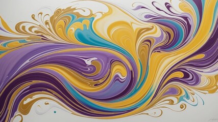 Vibrant Swirling Abstract with MediumPurple, Cyan, RosyBrown, Gold, Goldenrod, silver, and Metallic Gold