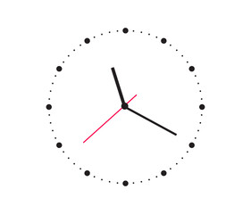 Wall clock. Simple wall clock. Minimalist watch. Classic design wall clock. Analog clock. Vector illustration