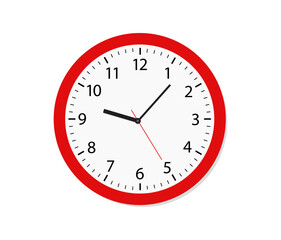 Wall clock. Simple wall clock. Minimalist watch. Classic design wall clock. Analog clock. Vector illustration