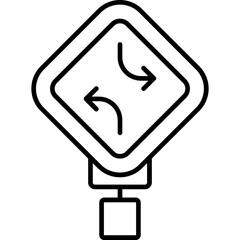 Two-Way Left Turn Icon