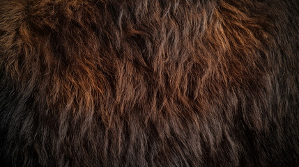 Naklejka premium Textured fur of wild animal, deep brown shades with natural highlights, dense and luxurious pelt, high-resolution close-up for design and artistic projects
