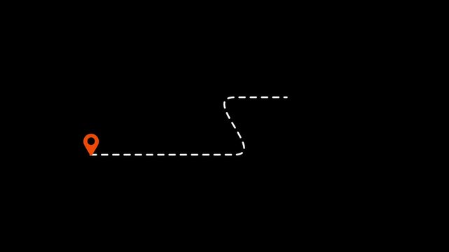 Tow red location pins icon travel concept animation, location mark pointer. 4k animated on black background.