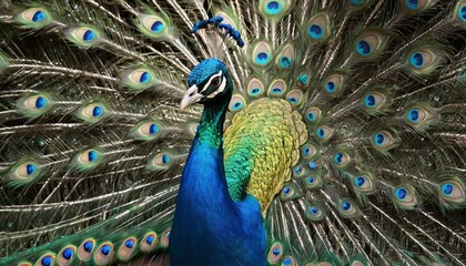 Obraz premium Vibrant Peacock Painting with Bright Colors and Intricate Feathers for Exotic Wildlife and Artistic Expression Themes