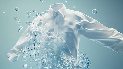 A white shirt being washed in water with bubbles
