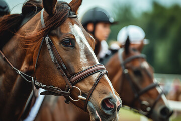Generative AI illustration, equestrian sports lesson training, young person man woman kid learning to ride a horse