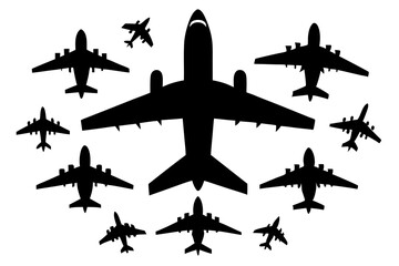 Plane silhouette vector illustration.