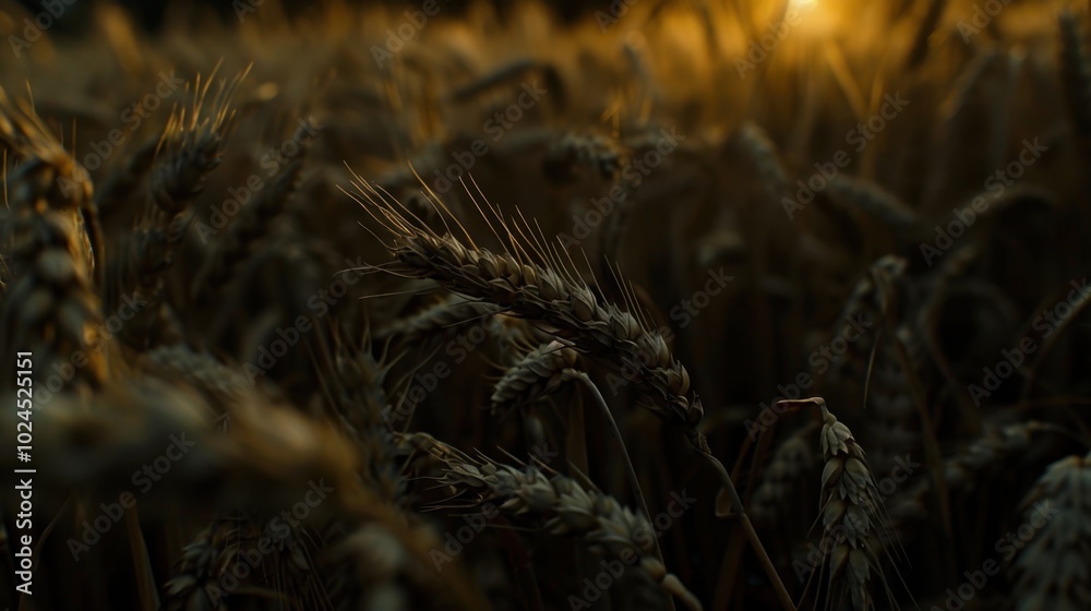 Wall mural Golden Wheat Fields at Sunset