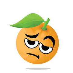 tired orange mascot character. cute, funny, and playful concept. nature, fruit, health, nutrition, cultivation, and education themes